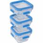 Emsa - EMSA CLIP & CLOSE N1050700 recipiente de almacenar comida Plaza Establecer Azul, Transparente 3 pieza(s)