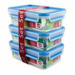 Emsa - EMSA CLIP & CLOSE Rectangular Caja 1L Azul, Transparente 3pieza(s)